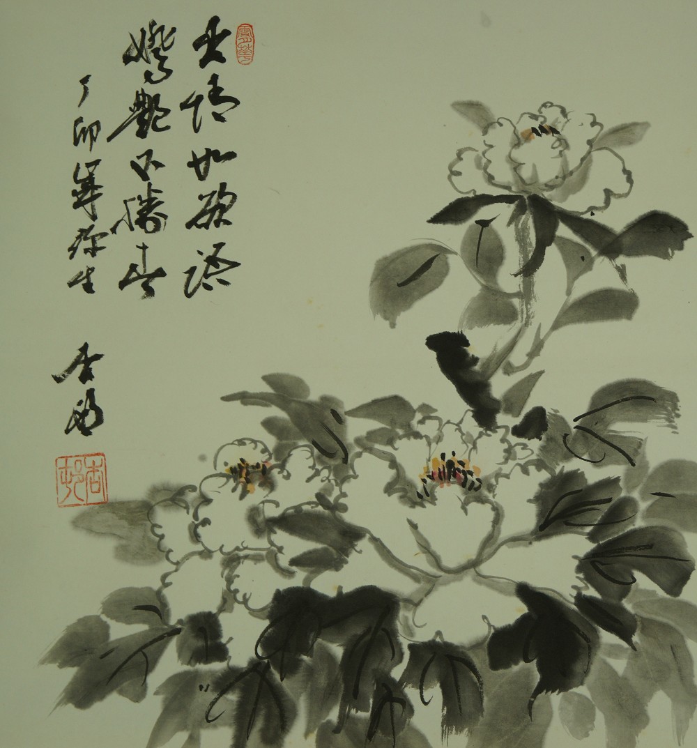 Kakemono Peonies Full Motif Without Mounting