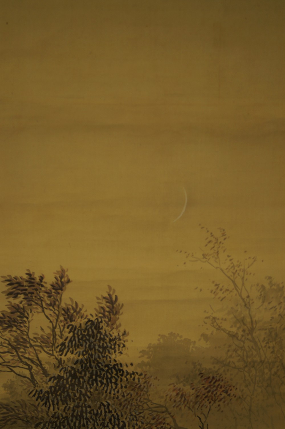 Herbstnacht im Wald Rollbild Herbstlandschaft Motiv Nahaufnahme 1 mit Mond