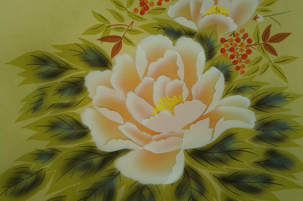 Flower Hanging Scroll Peony Close-Up