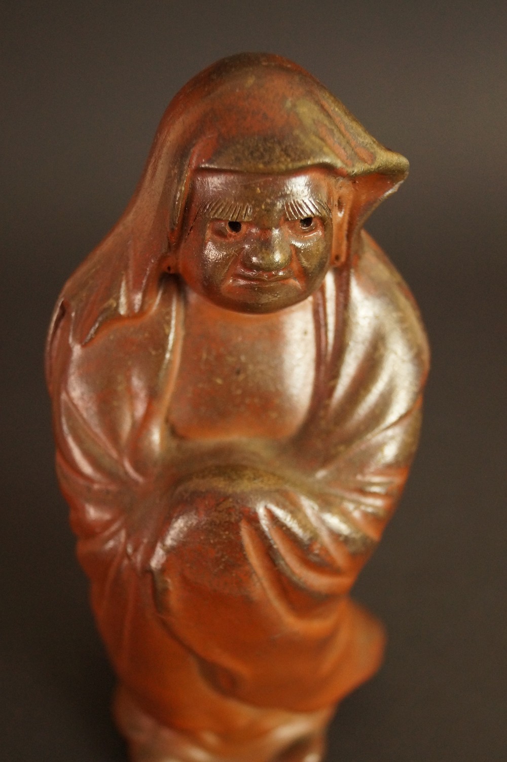 Bodhidharma Daruma Figure Made of Bizen Ware Front View 2