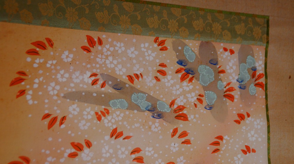 Under the Cherry Blossom Rain Hanging Scroll by Sokan Cherry Blossom Motif Close-Up