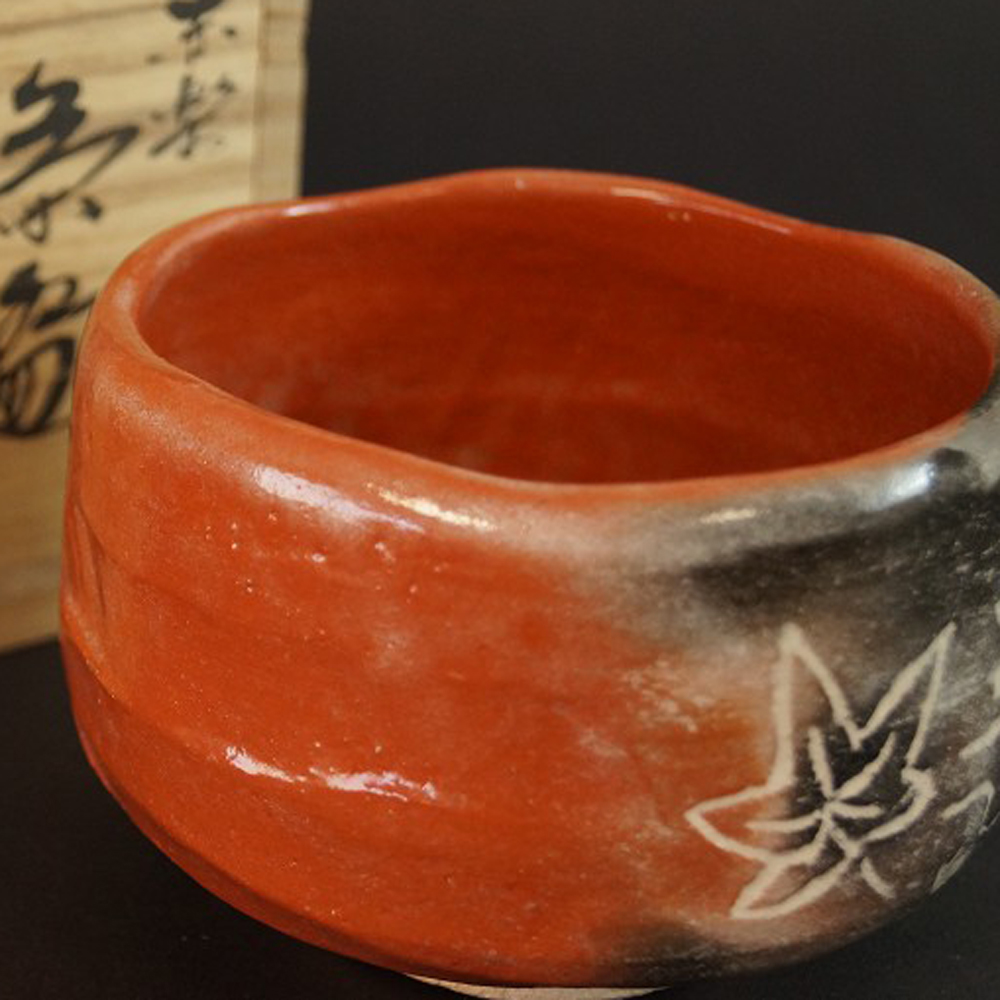 Chawan Raku Keramik von Shoraku Sasaki Motiv Nahaufnahme Vorschau