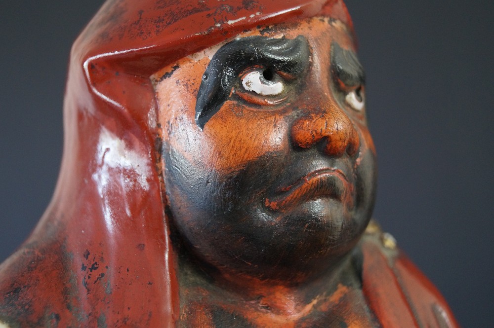 Daruma Figure Made of Kutani Porcelain Face Close-Up