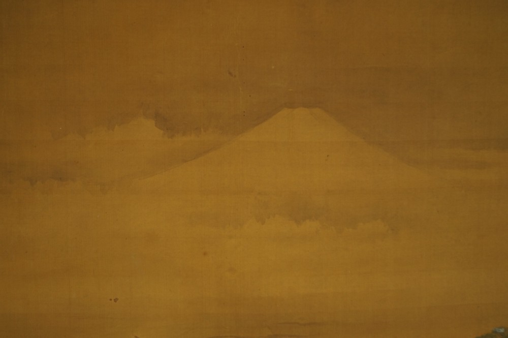 Fuji-San hinter Kiefernhuegel von Kano Naganobu Fuji-Motiv Nahaufnahme