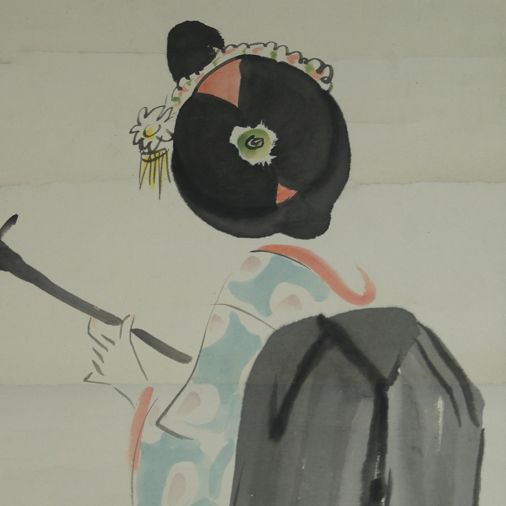 Beauty in kimono hanging scroll motif close-up preview