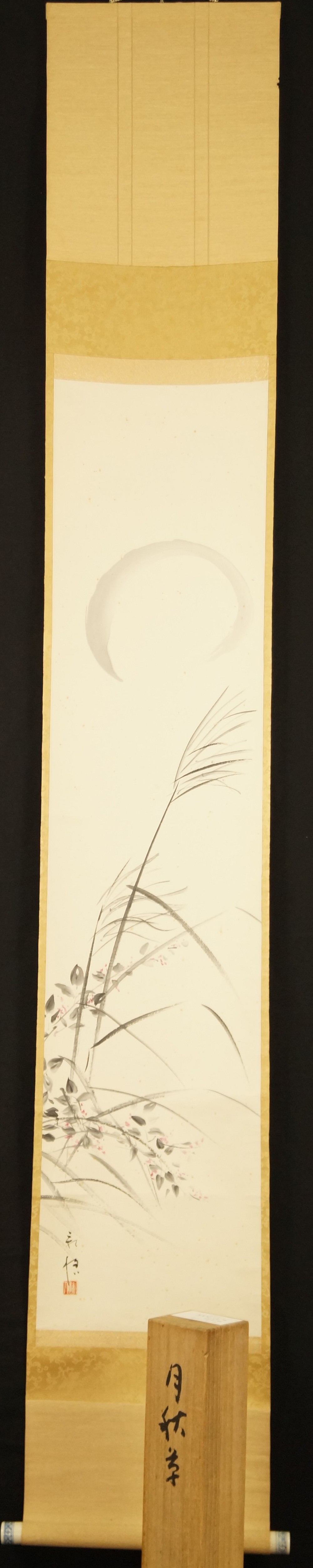 Grasses in Moonlight Full View Hanging Scroll