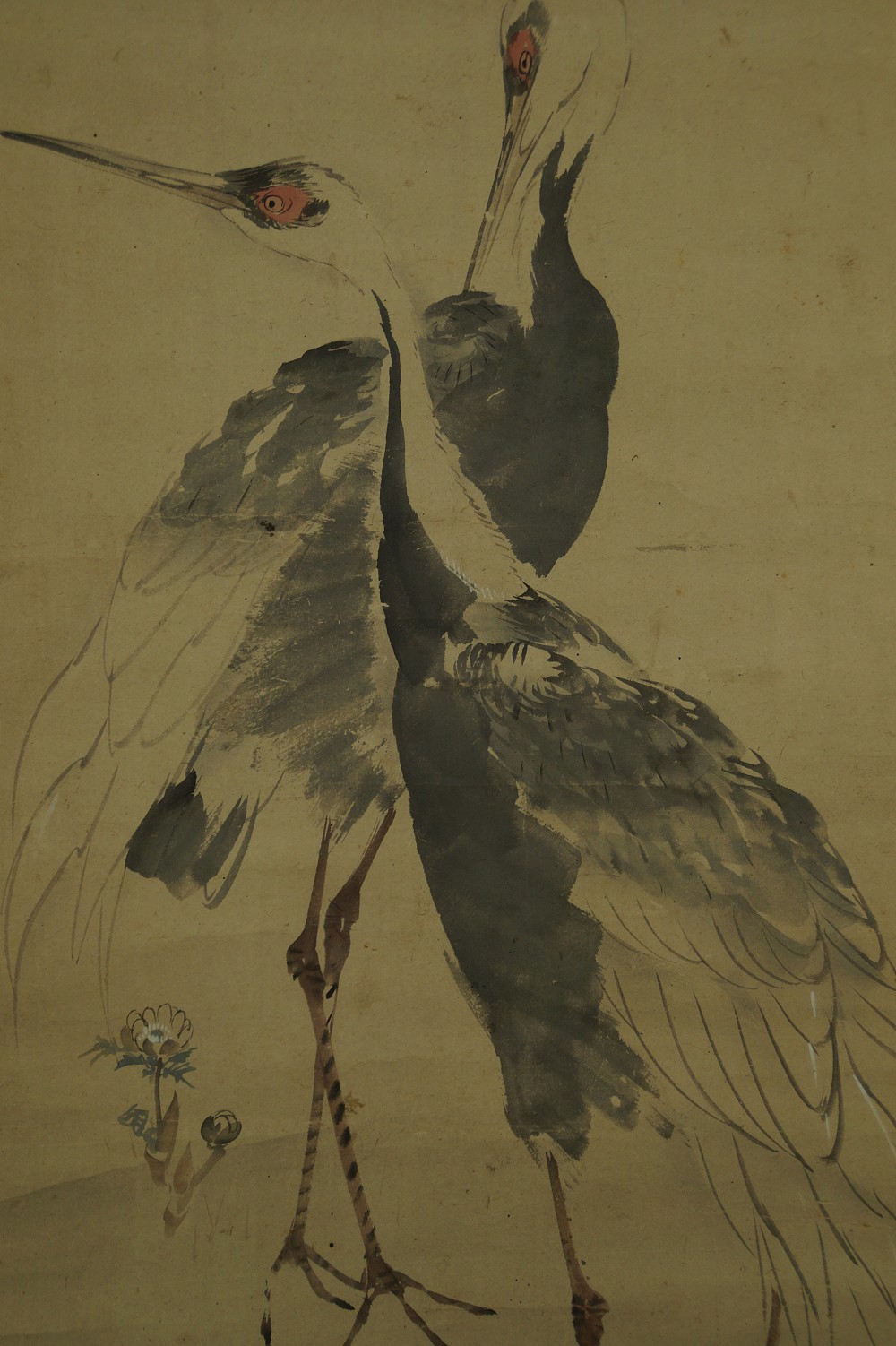 Two cranes in the rising sun by Kishi Takedo crane motif close-up 2