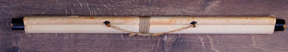 Rolled up kakemono by Jodo with cord tie
