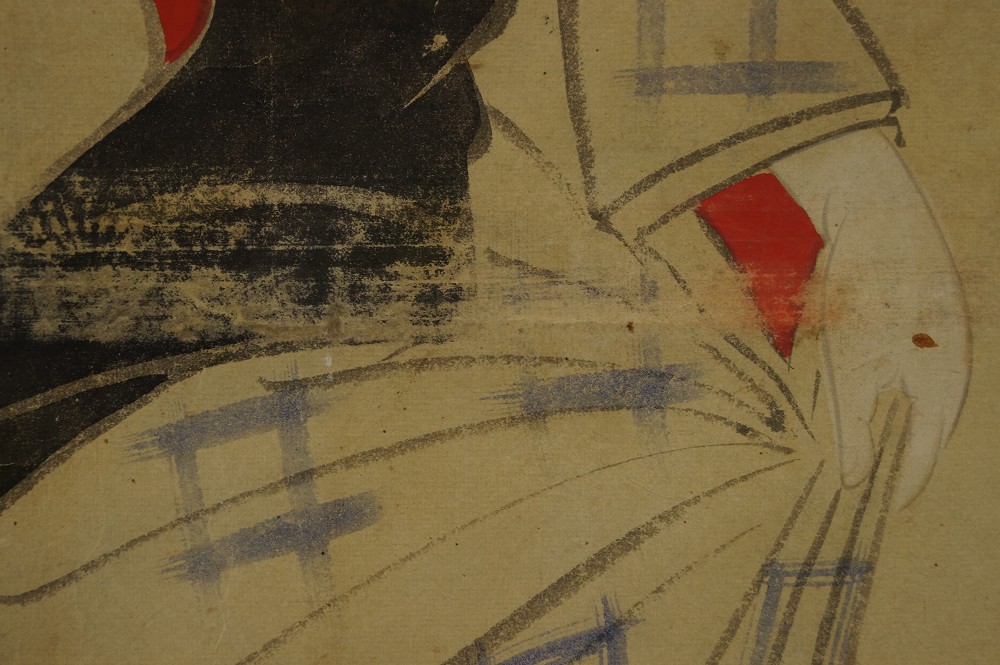 Beauty in Kimono Hanging Scroll Hand and Obi Close-Up