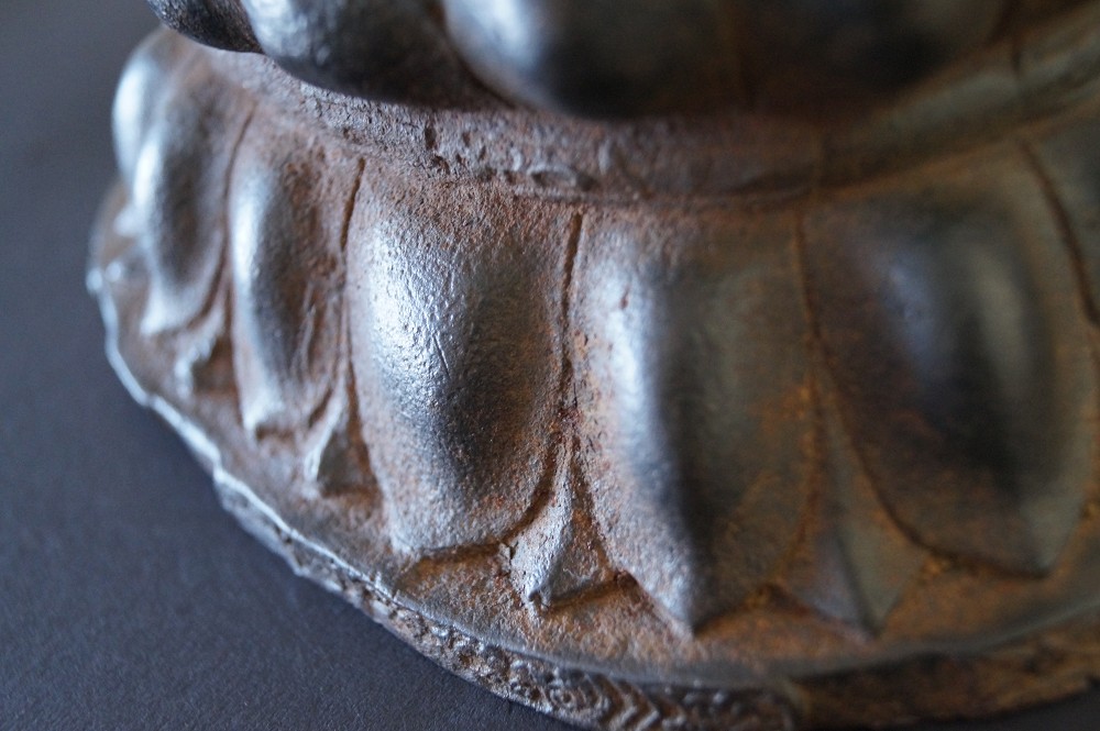 Japanese Buddha Figure Made of Iron Foot Close-Up 2