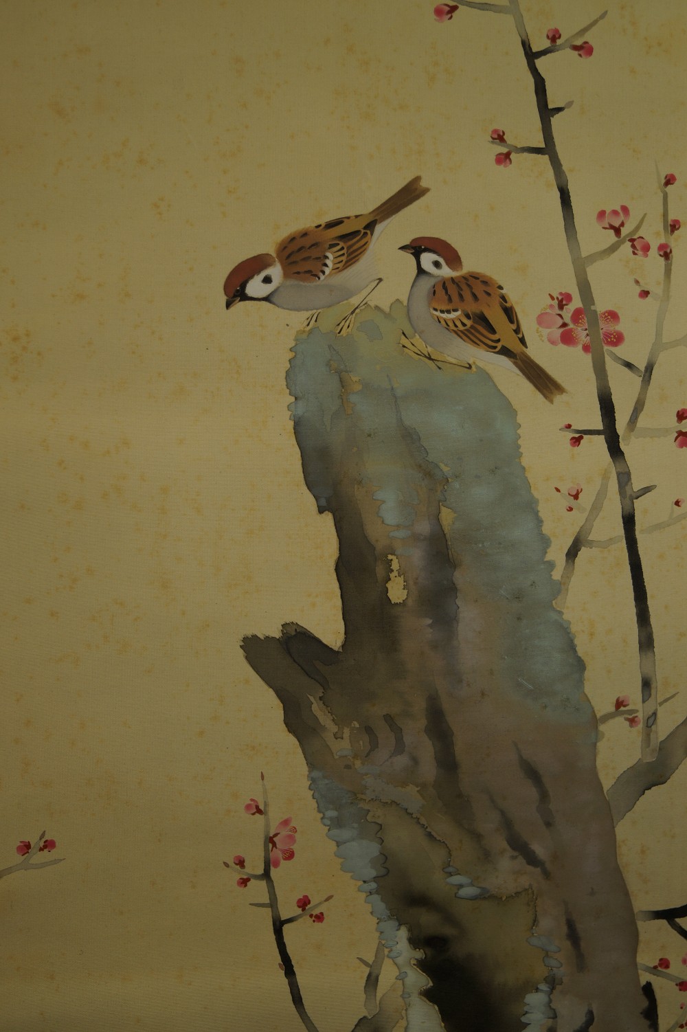 Sparrows and plum blossoms motif close-up 2