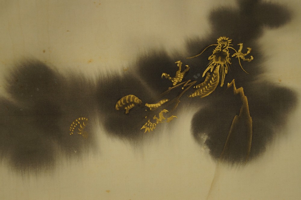 Japanisches Rollbild Drache und Fuji Berg von Kashu Iguchi Drache Motiv Nahaufnahme 1