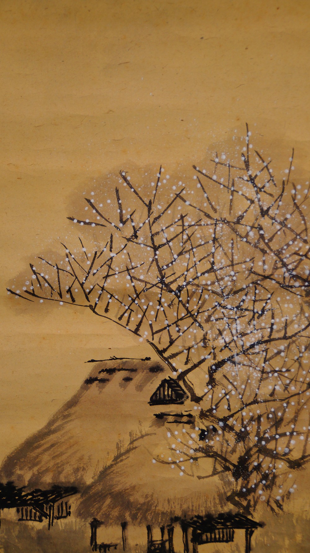 Frueher Fruehling in den Bergdoerfern Kakemono von Matsumura Baiseki Kirschbaum-Motiv Nahaufnahme
