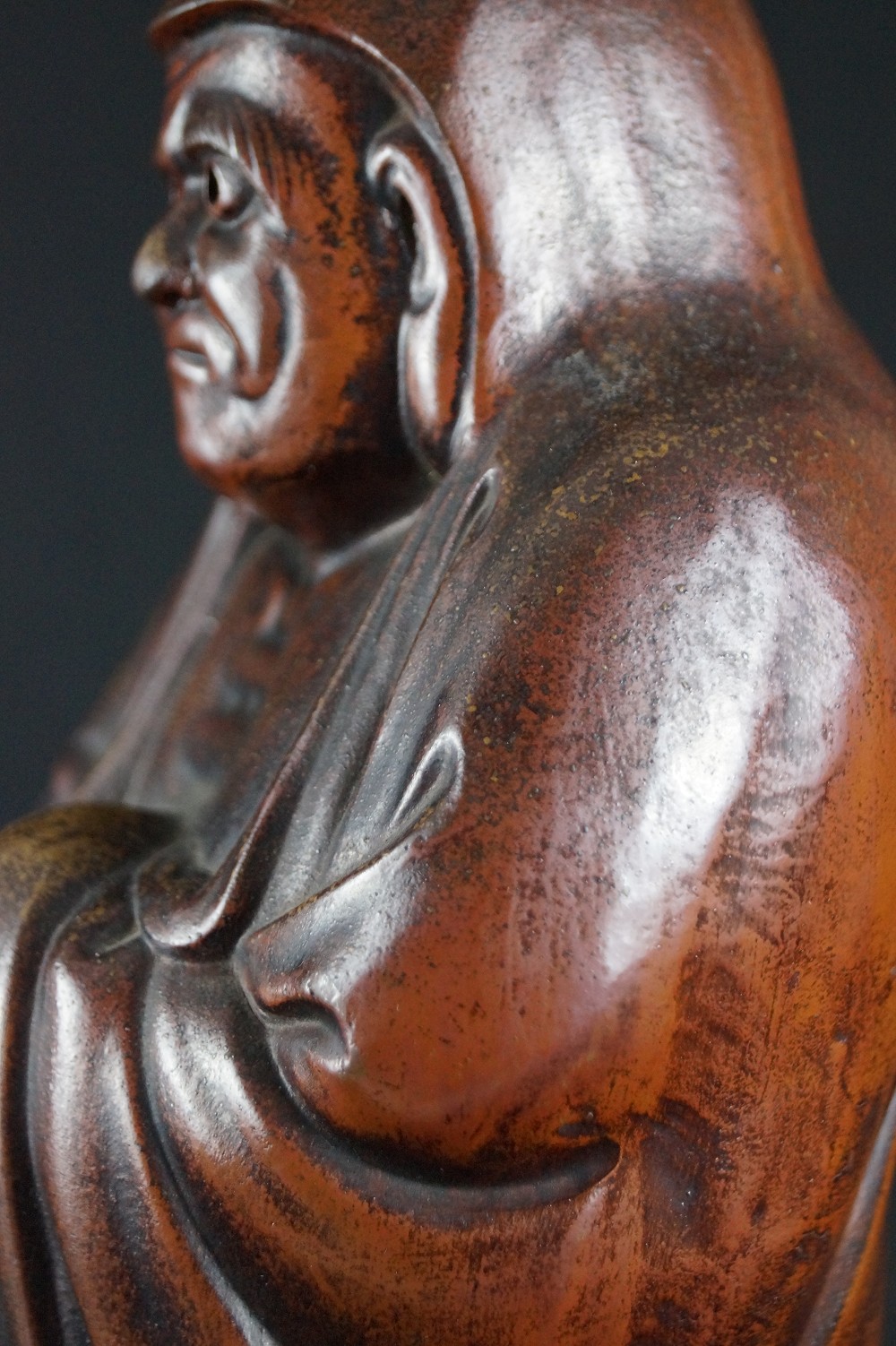 Bodhidharma Daruma Wide Open Eyes Bizen Ware Face Close-Up 4