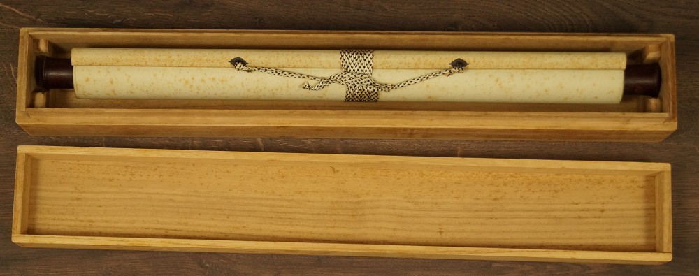 Kakemono Kalligrafie in Aufbewahrungsbox