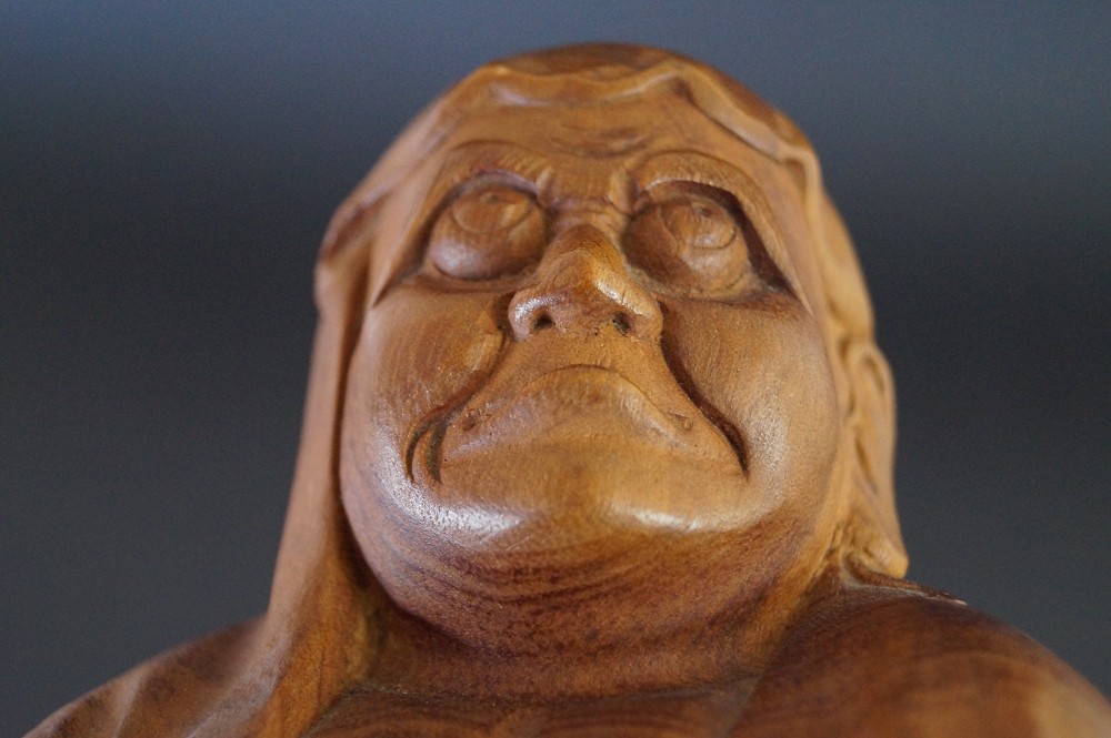 Bodhidharma Wooden Figure Face Close-Up 2