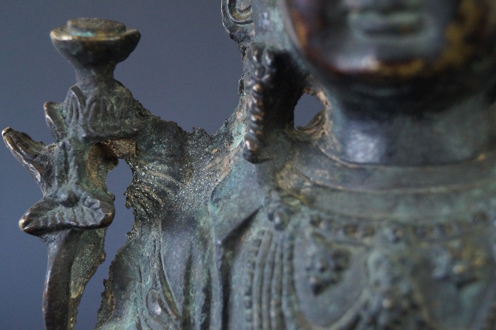 Chinese Buddha Figure Made of Bronze Motif Close-Up 5