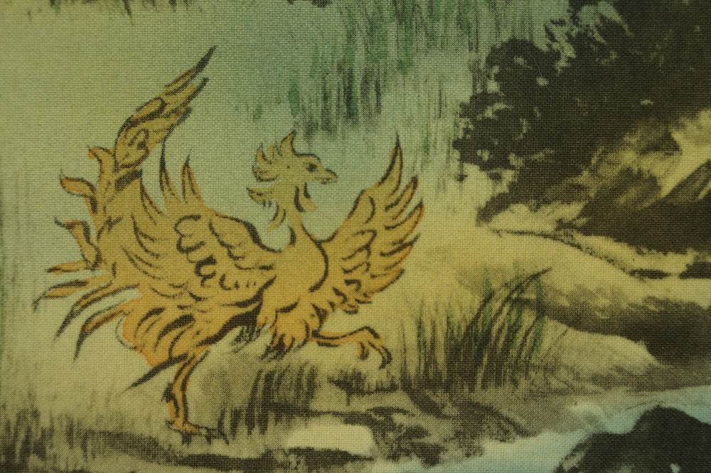 Landschaft Rollbild Phoenix-Motiv Nahaufnahme