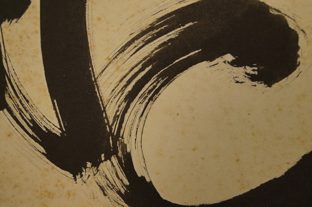 Shikishi Kalligrafie Leuchtend Hell Pinselfuehrung Nahaufnahme 2