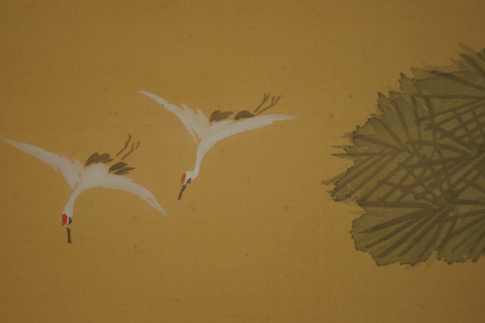Hanging Scroll Takasago Legend Cranes Motif Close-Up