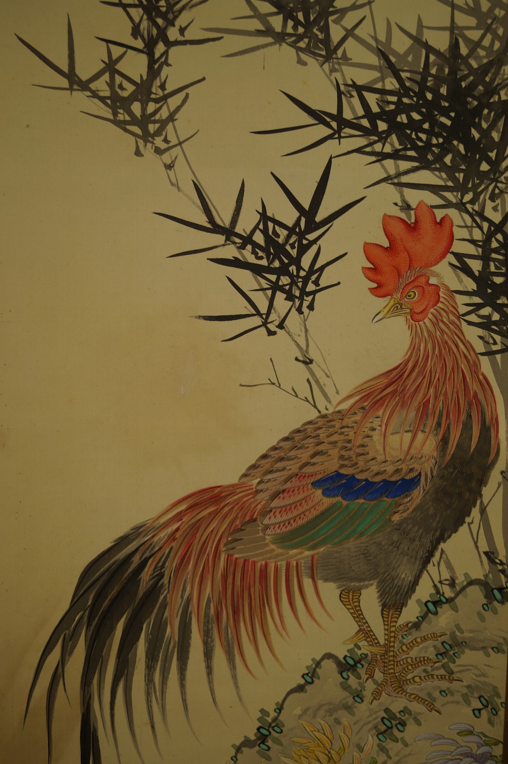 Hahn und Henne - Japanisches Rollbild (Kakejiku, Kakemono)