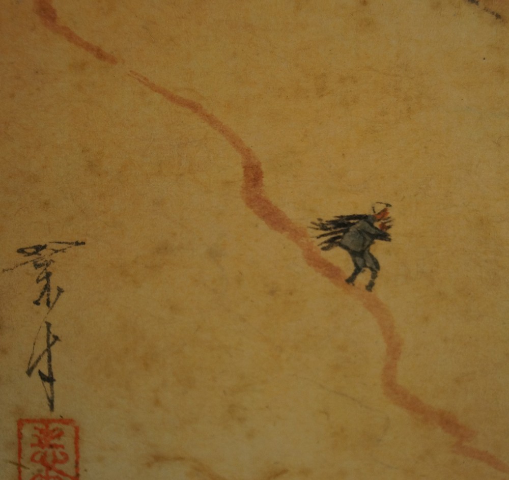 Japanisches Gemaelde Landschaft Signatur und Siegel Nahaufnahme 2