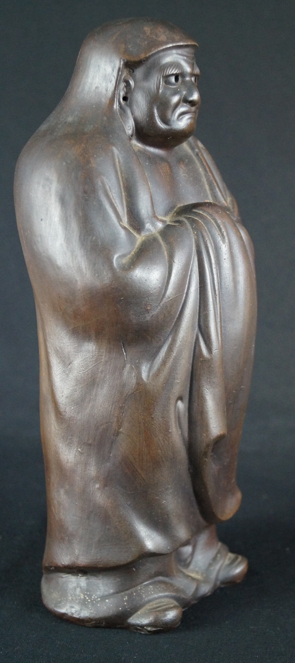 Bodhidharma Daruma Pensive Gaze Bizen Ware Side View 2