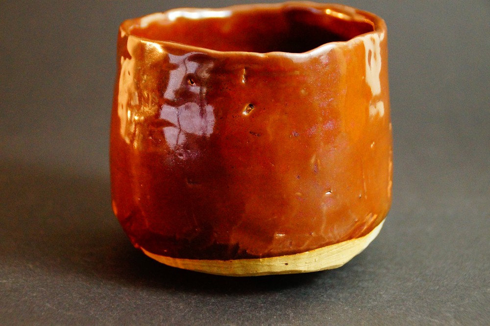 Chawan tea bowl made of Seto ware by Cho Sojo back view