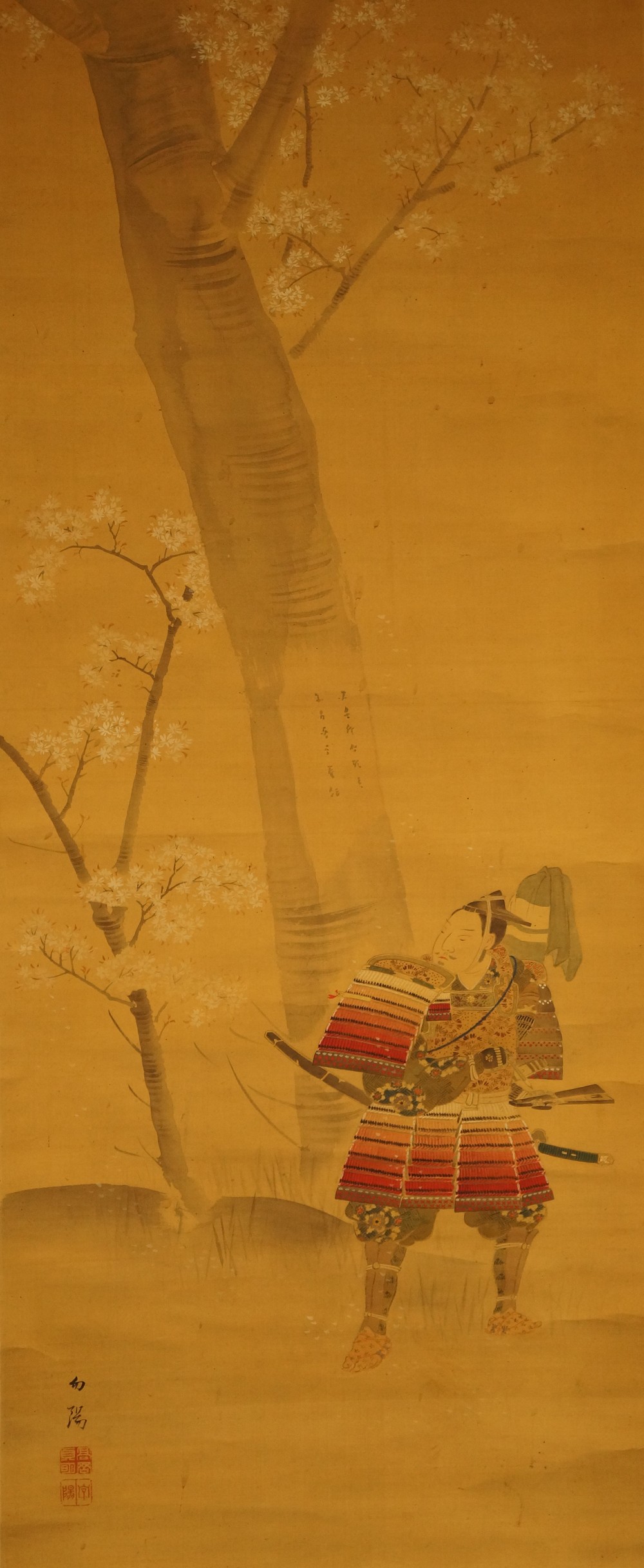 Samurai Warrior under the Cherry Tree Full Motif Without Mounting