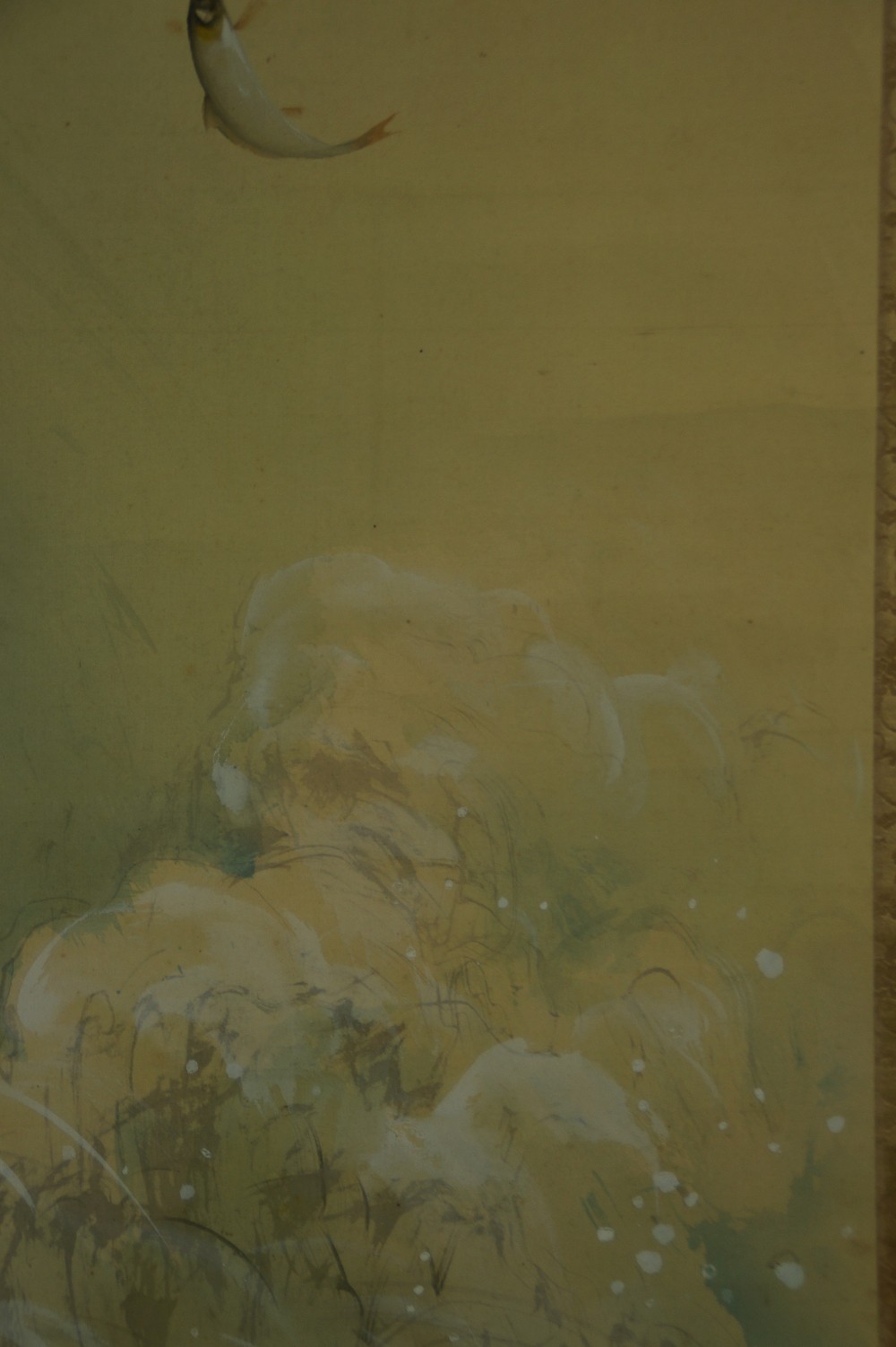 Leaping Fish at the Waterfall by Taizan Tatewaki waterfall motif close-up 1