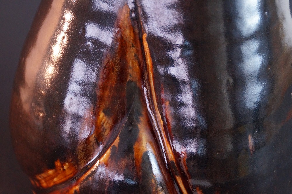 Seto Ware Vase by Shunrei Kato Glaze Close-Up