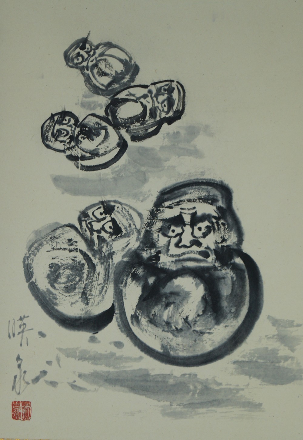 Bodhidharma Daruma Hanging Scroll Full Motif Without Mounting