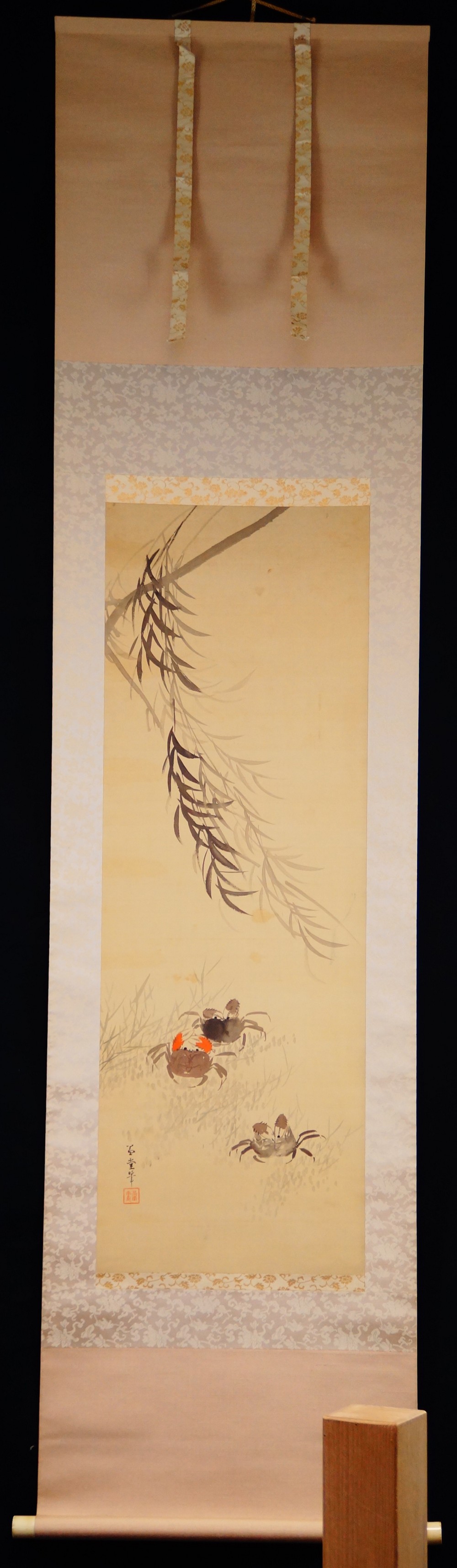 Play of the River Crabs Kakemono by Ekito Full View Hanging Scroll