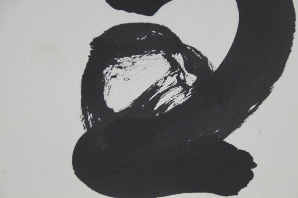 Close-up of the powerful ink character in the Calligraphy Snow hanging scroll