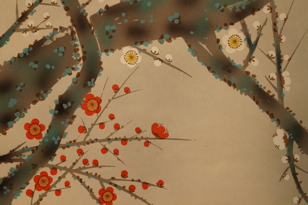 Nightingale on a Sakura Branch Plum Blossom Close-Up 1