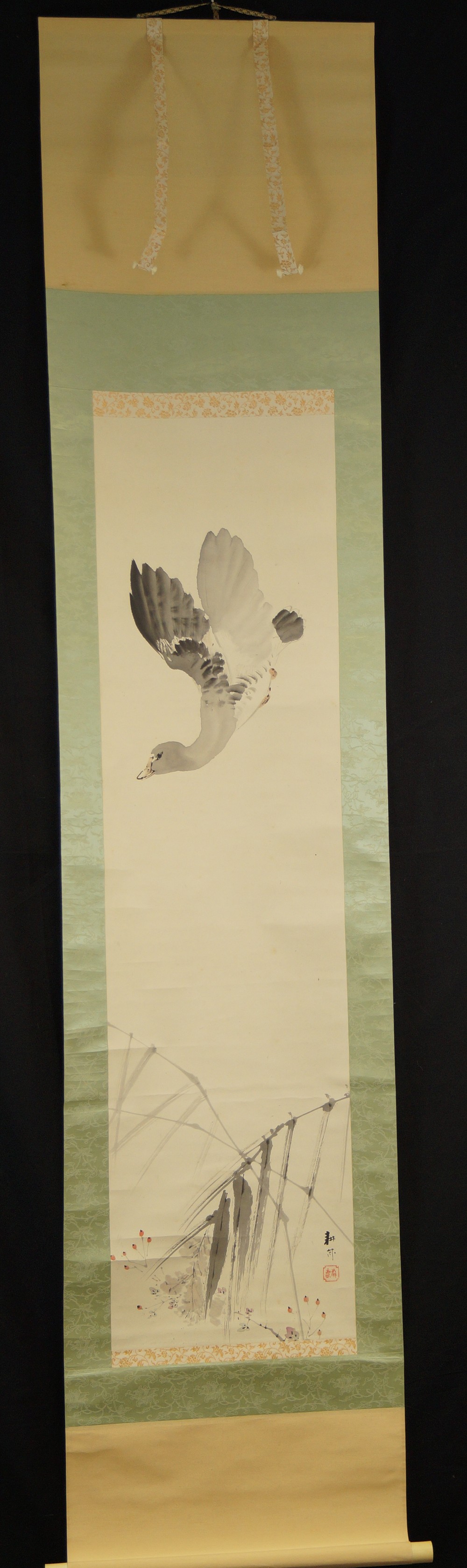Wild Goose by Goto Koho Full View Hanging Scroll
