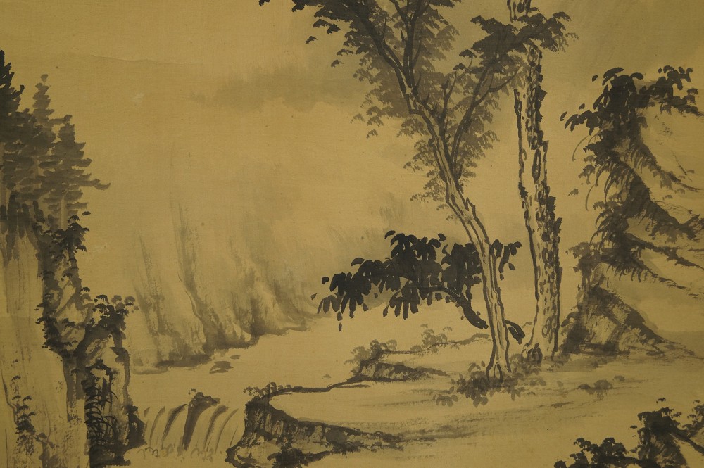 Landschaft Rollbild Kakejiku Kakemono Landschaft Nahaufnahme 3