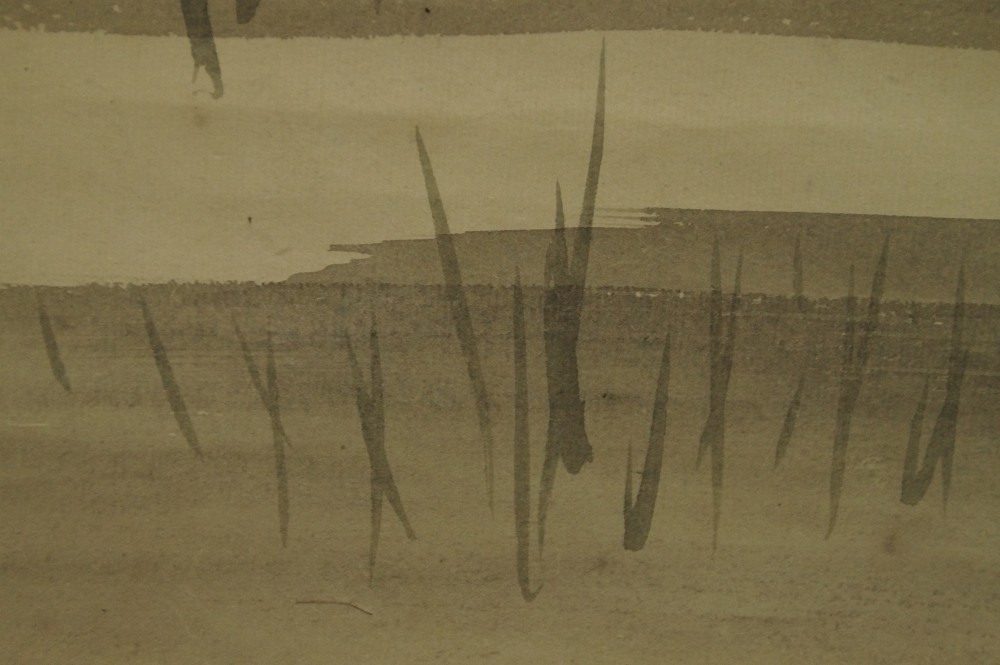 Graeser im Mondschein von Shodo Landschaft Nahaufnahme
