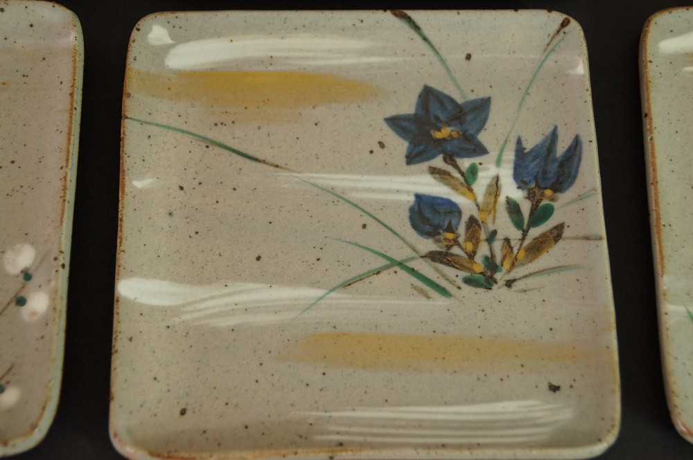 Set of 5 Dessert Plates by Takuo Kato Bellflower Motif Close-Up