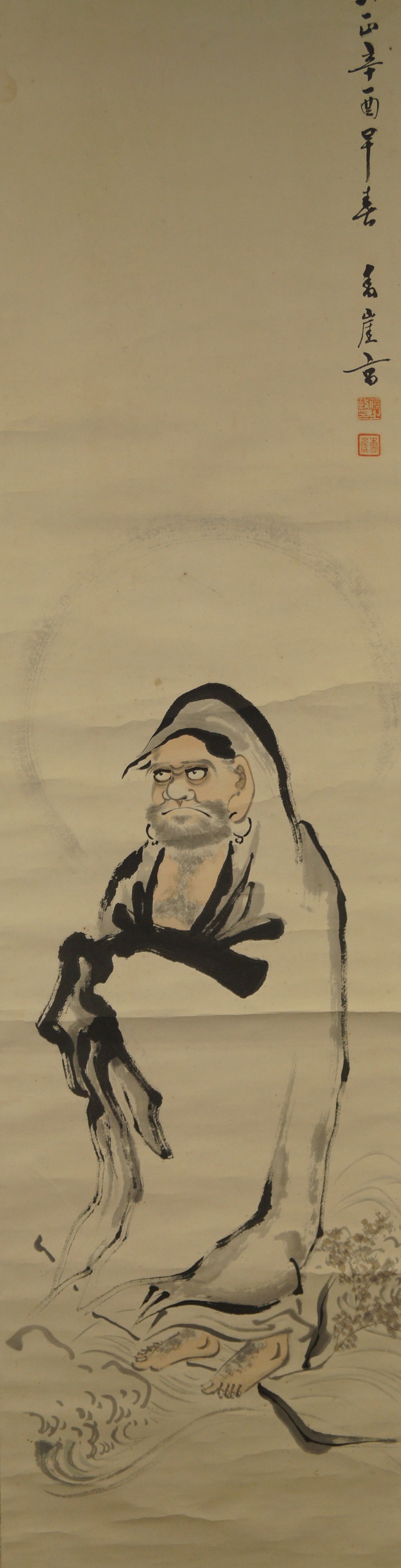 Bodhidharma Rollbild Gesamtmotiv ohne Rahmung