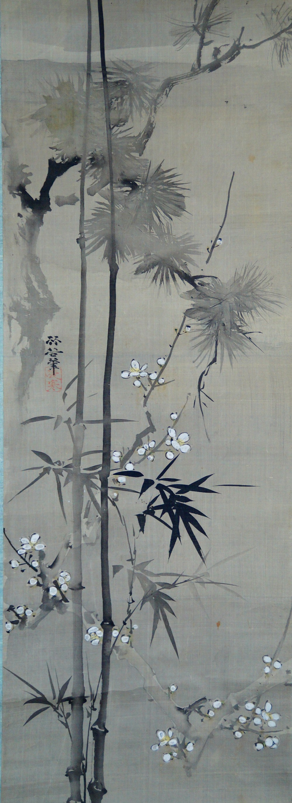 Full motif without mounting with pine, bamboo, and plum blossom by Yoda Chikoku