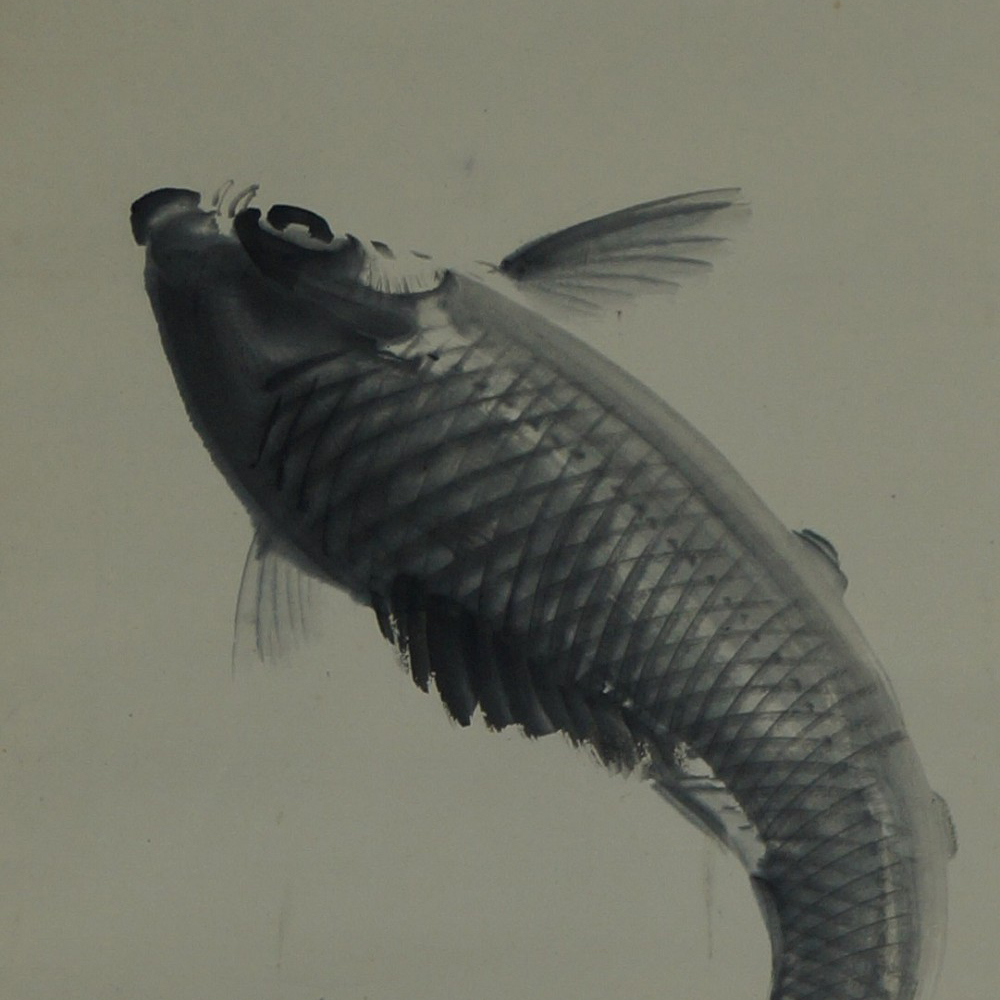 Kakemono Leaping Koi Motif Close-Up Preview