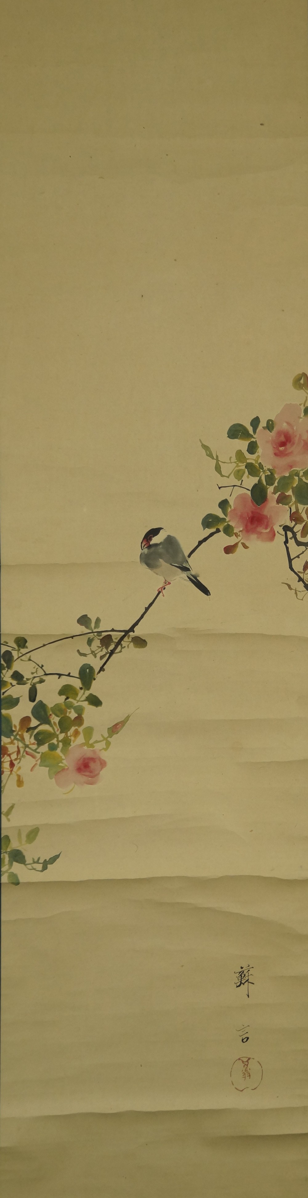 Bird on a Rose Branch Full Motif Without Mounting