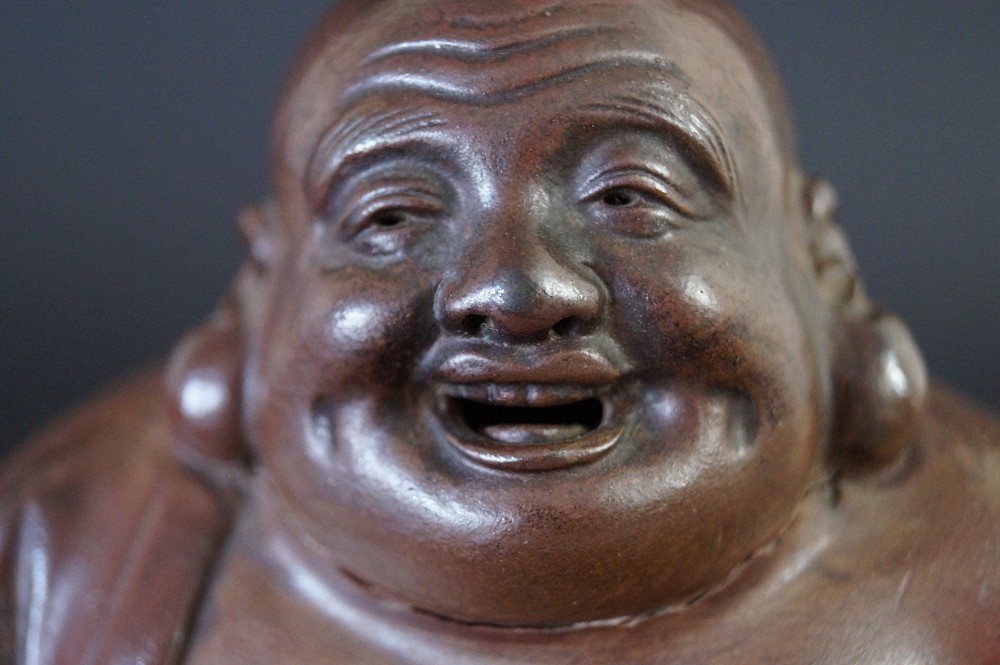 Hotei Figure Made of Bizen Ware Face Close-Up 2