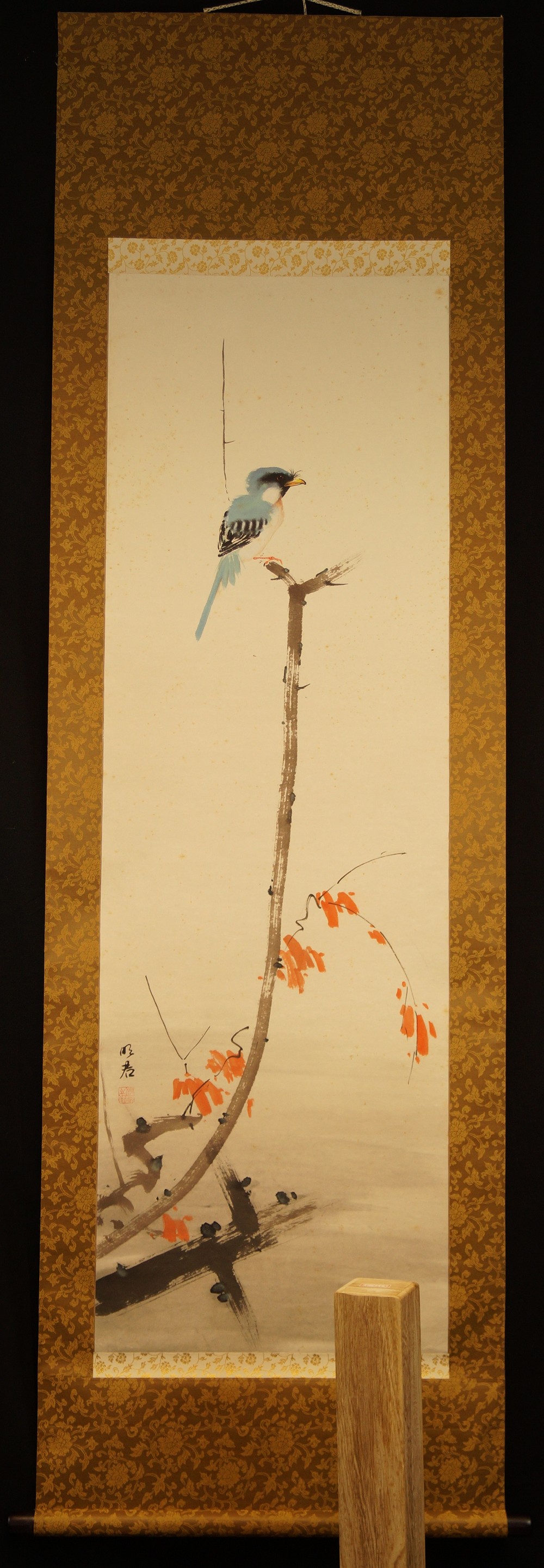 Kingfisher on a Branch Full View Hanging Scroll