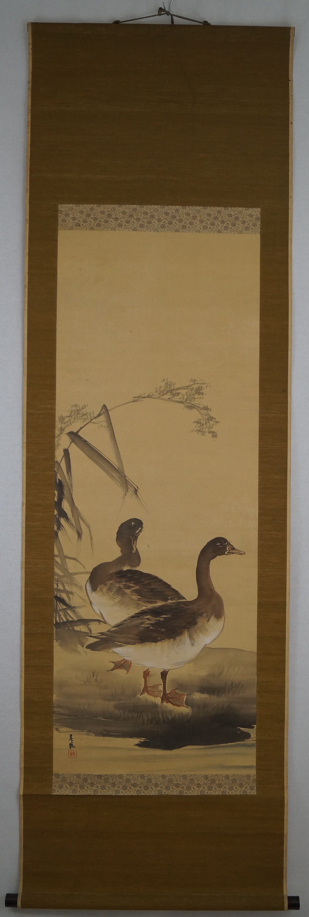 Zwei Enten Kakemono Gesamtansicht Rollbild