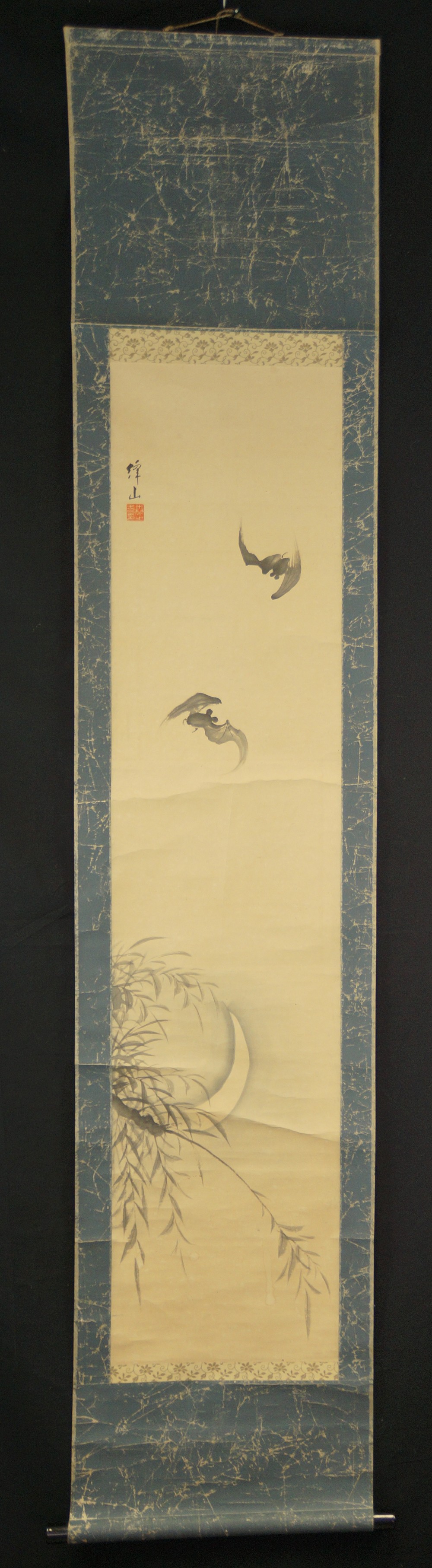 Bats in Moonlight Full View Hanging Scroll