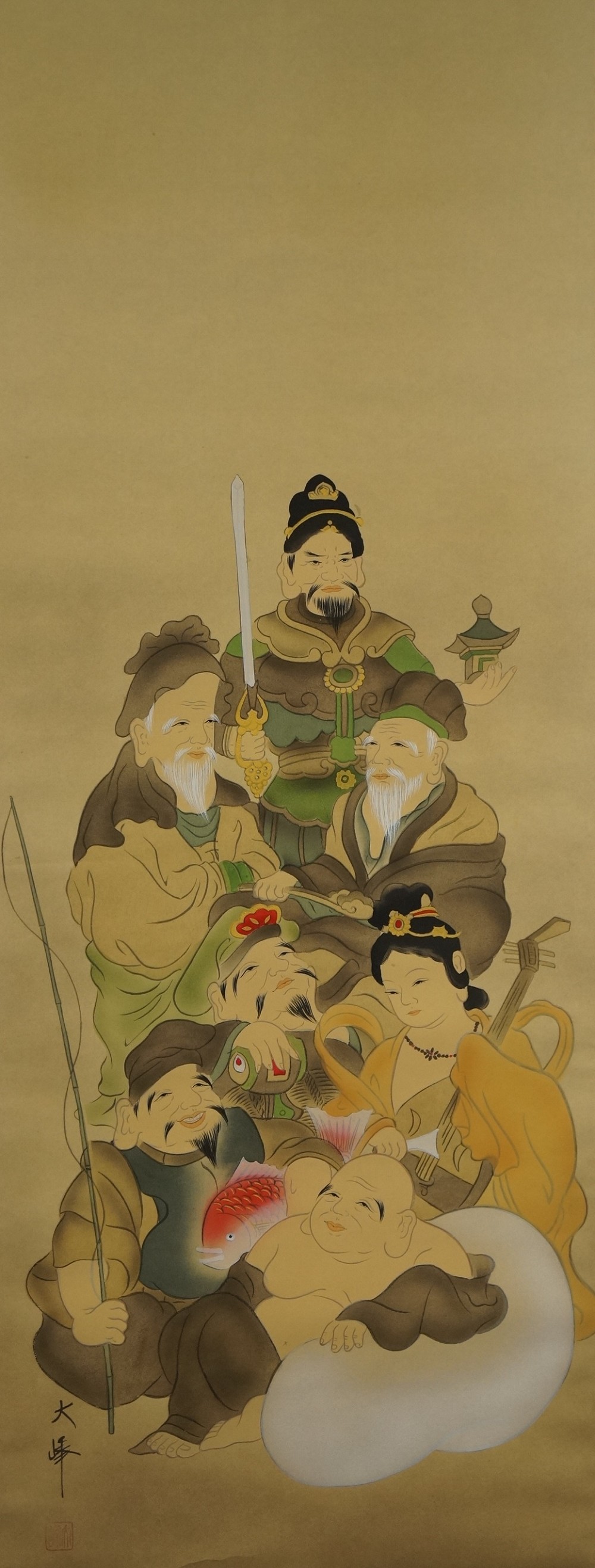 Die 7 Glücksgötter - Japanisches Rollbild (Kakejiku, Kakemono)