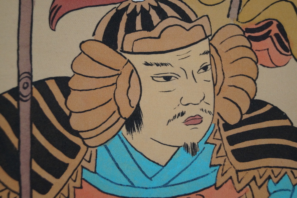 Seven Lucky Gods hanging scroll Bishamon motif close-up