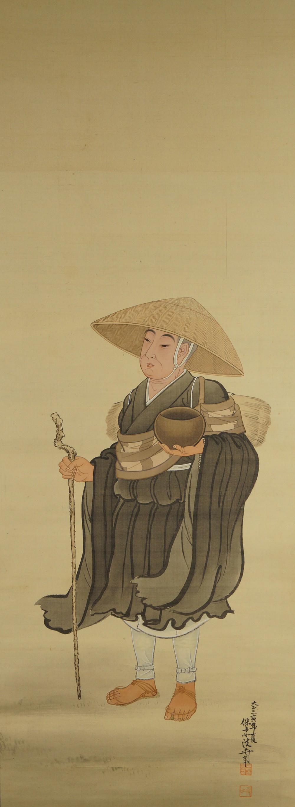 Japanese Hanging Scroll Zen Monk Full Motif Without Mounting